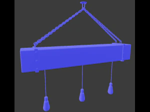 wooden chandelier with forging elements and incandescent lamps 3D Model