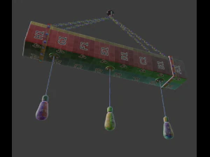 wooden chandelier with forging elements and incandescent lamps 3D Model