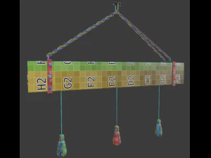 wooden chandelier with forging elements and incandescent lamps 3D Model