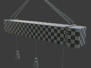 wooden chandelier with forging elements and incandescent lamps 3D Model