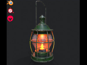 stylized medieval kerosene lamp 3D Model