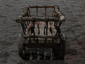 stylized medieval cart with a lamp 3D Model