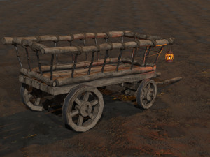 stylized medieval cart with a lamp 3D Model