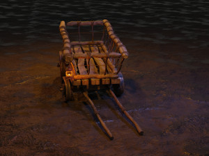 stylized medieval cart with a lamp 3D Model