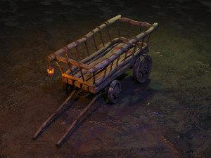 stylized medieval cart with a lamp 3D Model
