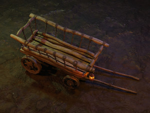 stylized medieval cart with a lamp 3D Model