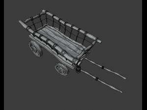 stylized medieval cart with a lamp 3D Model
