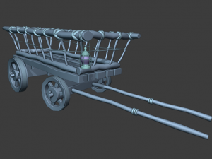 stylized medieval cart with a lamp 3D Model