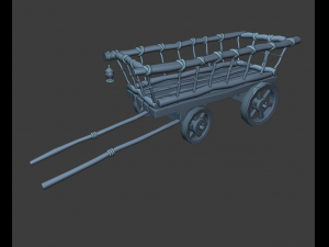 stylized medieval cart with a lamp 3D Model