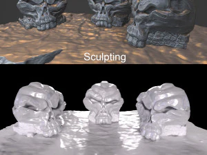 Stylized magic skulls 3D Model