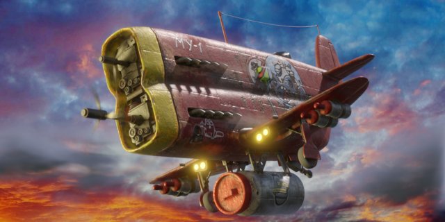 Stylized realistic red airplane 3D Модель .c4d .max .obj .3ds .fbx .stl .blend 