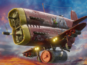 Stylized realistic red airplane 3D Модель