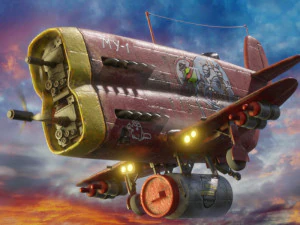 Stylizowany realistyczny czerwony samolot Model 3D