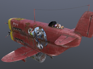 Stylized realistic red airplane 3D Модель