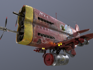Stylized realistic red airplane 3D Модель