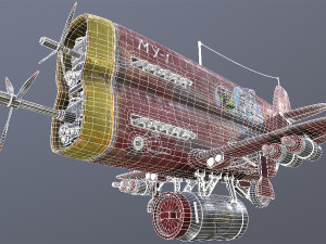 Stylized realistic red airplane 3D Модель