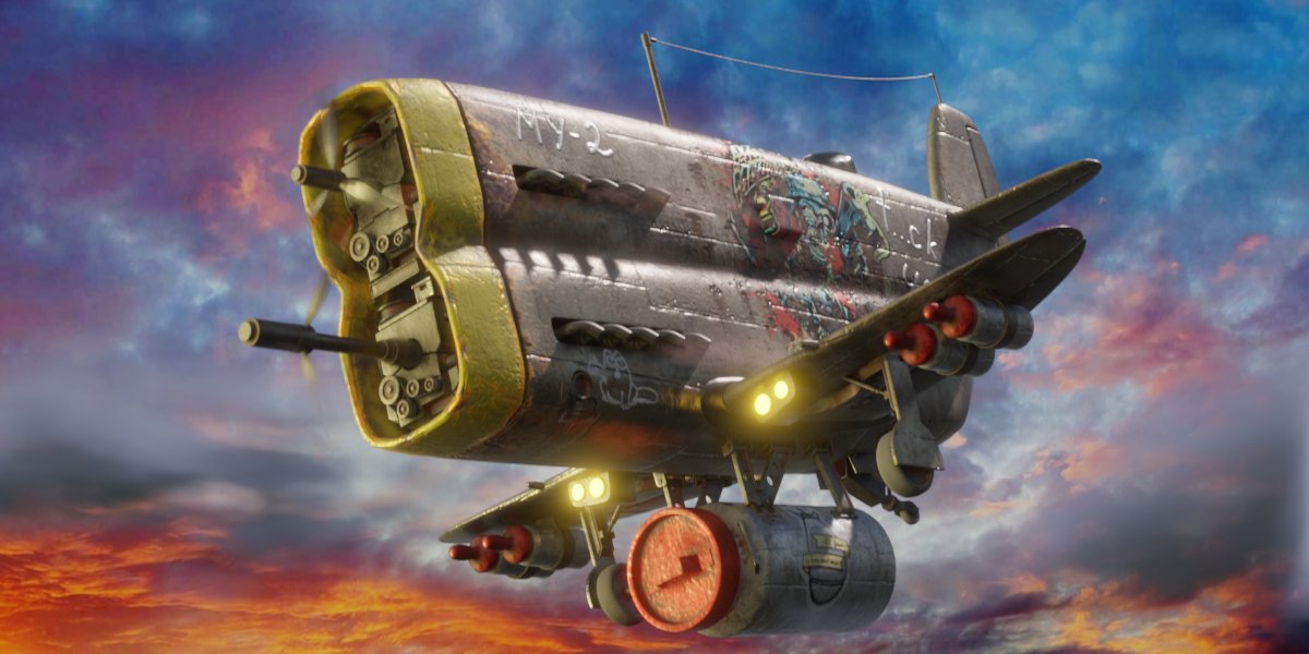 Stylized realistic metal airplane 3D Model in Bomber 3DExport