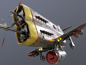 Stylized realistic metal airplane Modèle 3D