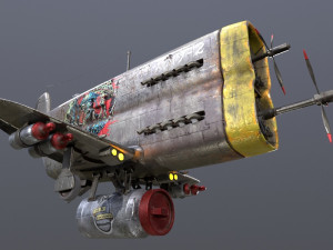 Stylized realistic metal airplane Modèle 3D