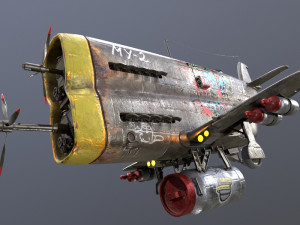 Stylized realistic metal airplane Modèle 3D