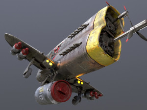 Stylized realistic metal airplane Modèle 3D