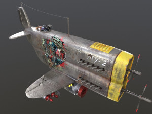 Stylized realistic metal airplane Modèle 3D