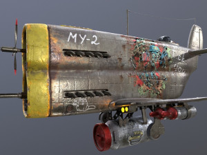 Stylized realistic metal airplane Modèle 3D