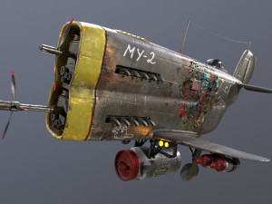 Stylized realistic metal airplane Modèle 3D