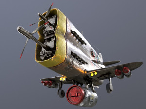 Stylized realistic metal airplane Modèle 3D