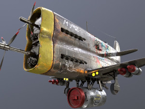 Stylized realistic metal airplane Modèle 3D