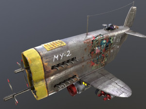 Stylized realistic metal airplane Modèle 3D