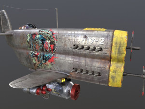 Stylized realistic metal airplane Modèle 3D