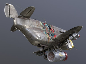 Stylized realistic metal airplane Modèle 3D