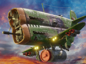 Stylized realistic green airplane Model 3D