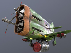 Stylized realistic green airplane 3D Model