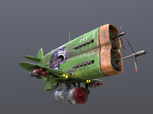 Stylized realistic green airplane 3D Model
