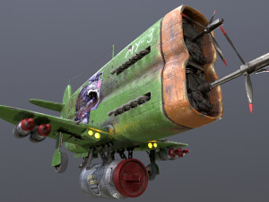 Stylized realistic green airplane 3D Model