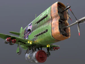 Stylized realistic green airplane 3D Model