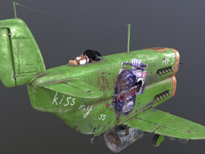 Stylized realistic green airplane 3D Model