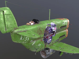 Stylized realistic green airplane 3D Model