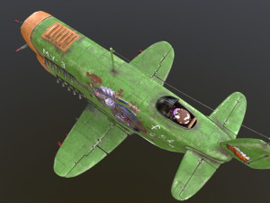 Stylized realistic green airplane 3D Model