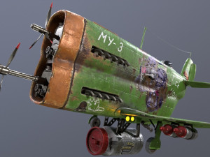 Stylized realistic green airplane 3D Model