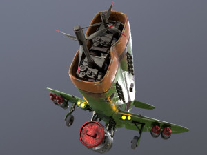 Stylized realistic green airplane 3D Model