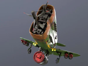 Stylized realistic green airplane 3D Model