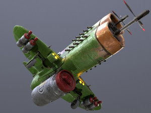 Stylized realistic green airplane 3D Model