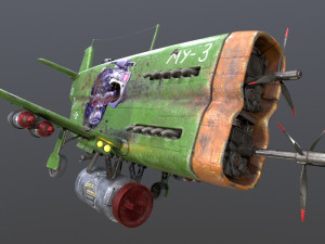 Stylized realistic green airplane 3D Model