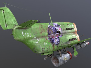 Stylized realistic green airplane 3D Model