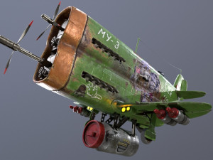 Stylized realistic green airplane 3D Model