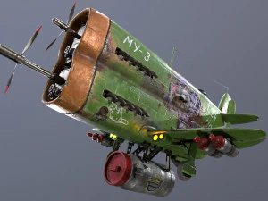 Stylized realistic green airplane 3D Model