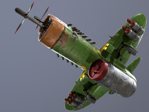 Stylized realistic green airplane 3D Model